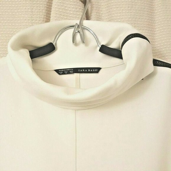 New Zara White Sheath Dress/Tunic Top with Black Accents - Picture 6 of 7